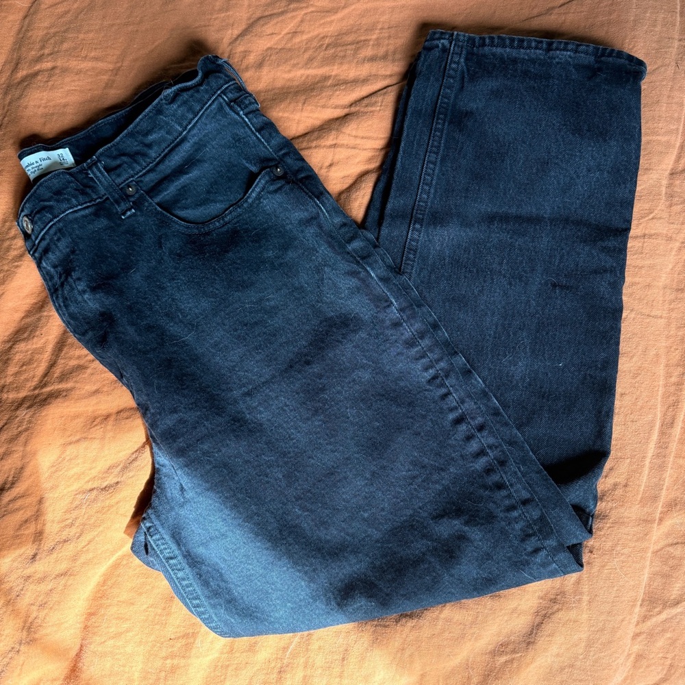 Abercrombie & Fitch Women’s Ultra High Rise Straight Leg Faded Black Jeans